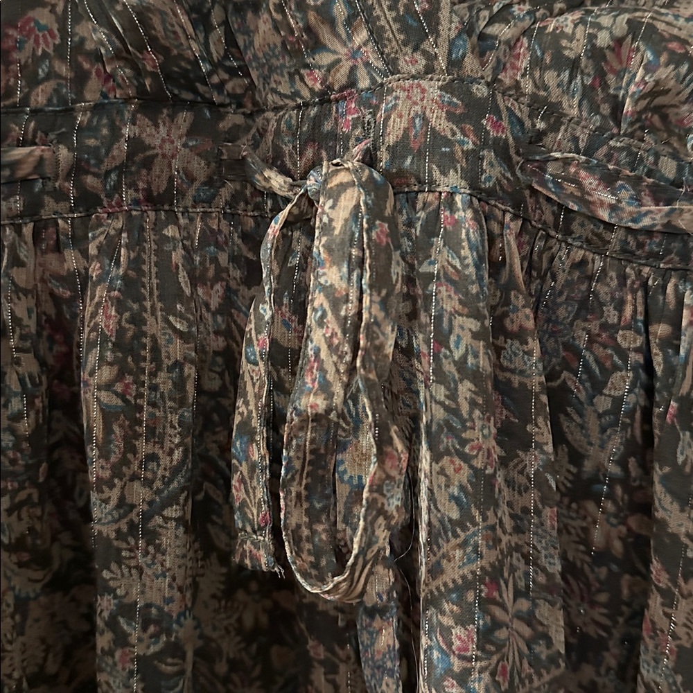 Lucky Brand Floral Paisley Lurex V-Neck Dress L - Picture 5 of 7